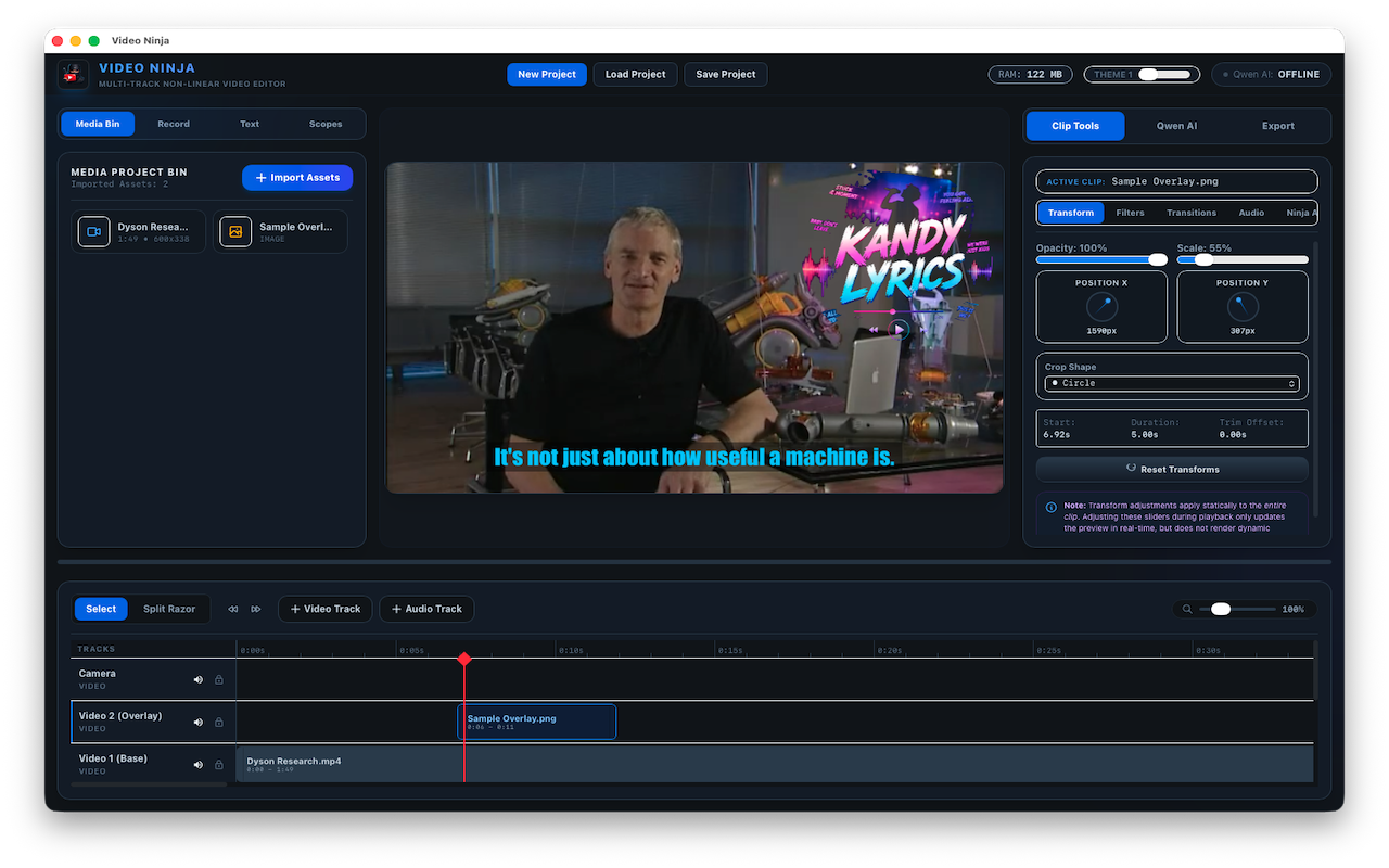 Video Ninja timeline