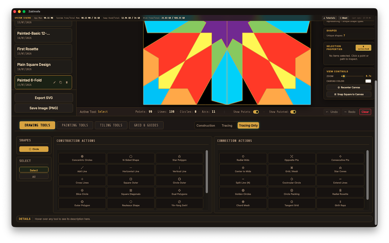 Multi-colored Islamic tessellations with offsets