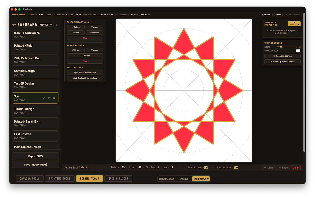 Geometric patterns painted in terracotta